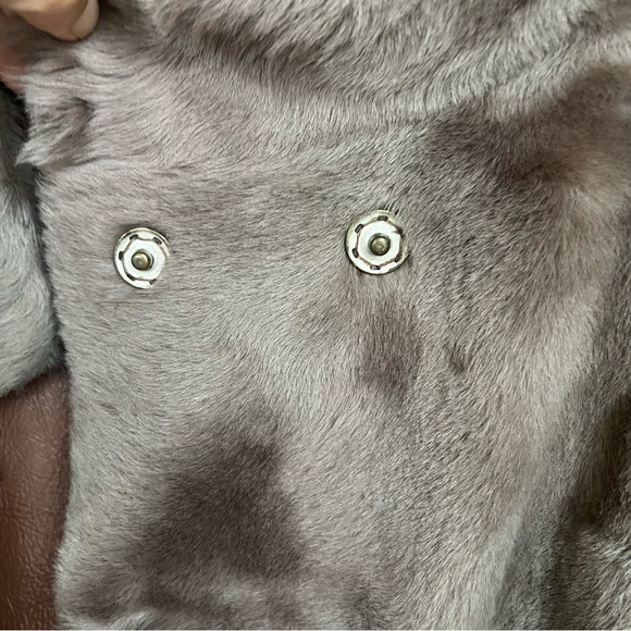 DOROTHEE SCHUMACHER Fur Leather Jacket Coat Reversible Cropped Tan Size Medium 4 - Picture 10 of 12